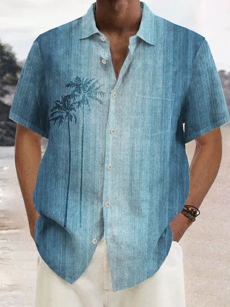 Royaura Natural Fiber Gradient Coconut Tree Hawaiian Shirt Oversized ...
