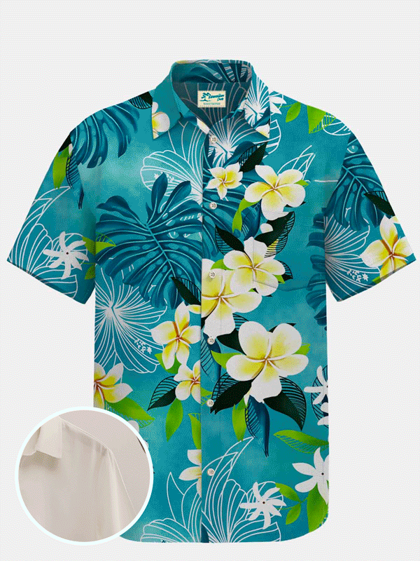 Royaura Waterproof Tropical Floral Hawaiian Shirt Stain-Resistant For ...