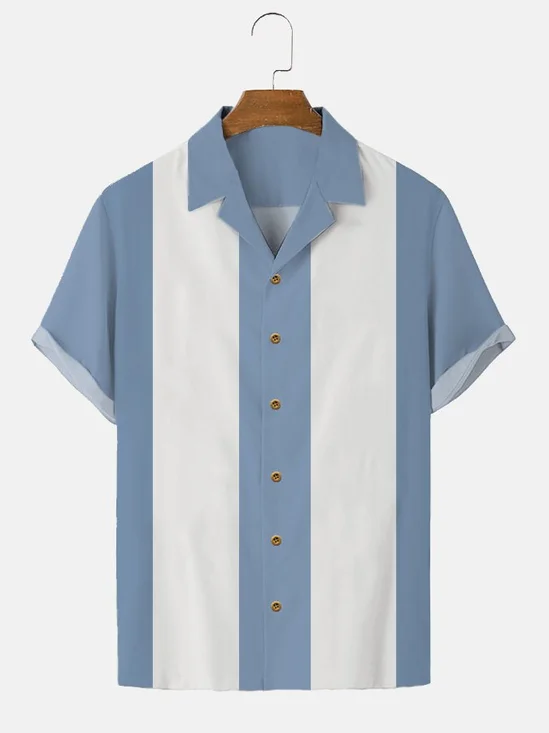Royaura®  Men's Vintage 50s Cool Two Tone Bowling Classic Camp Collar Shirts