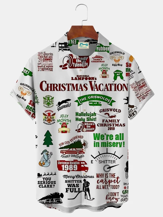 Royaura®  Men's Christmas Vacation Short Sleeve Shirts Vintage Xmas Holiday