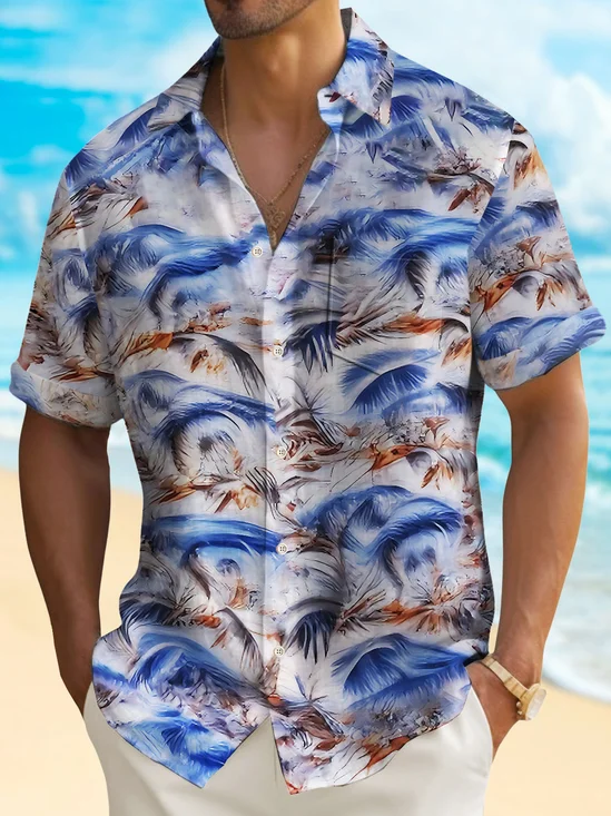 Royaura® 50's Retro Psychedelic Art Men's Hawaiian Shirt Stretch Quick Dry Camp Pocket Shirt Big Tall