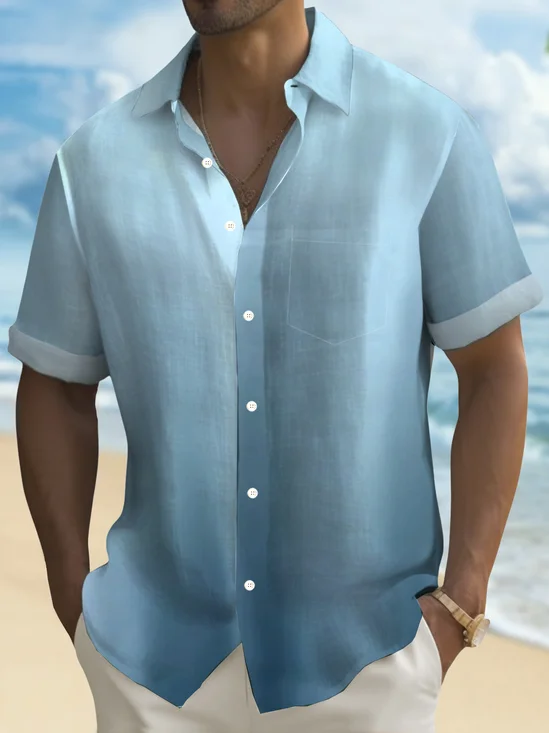 Royaura® Hawaiian Gradient 3D Print Men's Button Pocket Hawaiian Short Sleeve Shirt Big & Tall