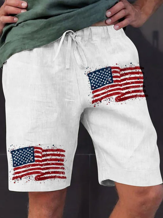 Royaura® Retro Flag Independence Day 3D Printed Men's Beach Shorts Casual Swimming Shorts