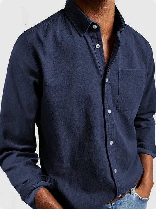 Royaura Basic Casual 3D Men's Button Pocket Long Sleeve Shirt Big & Tall