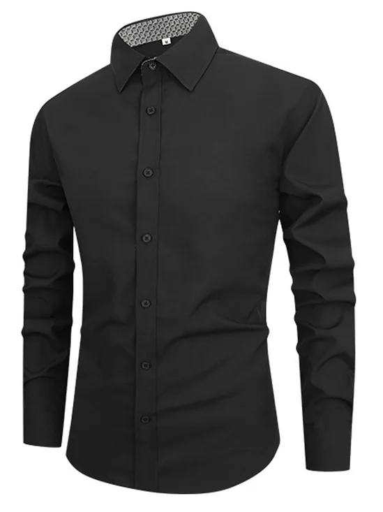 Royaura® Basic Plaid Patchwork Contrasting Printed Men's Button Pocket Long-Sleeved Shirt Big & Tall