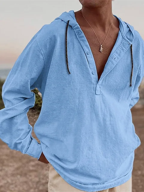 Royaura® Vintage Basics Men's Hooded Button-Down Long Sleeve Sweatshirt Shirt Big Tall