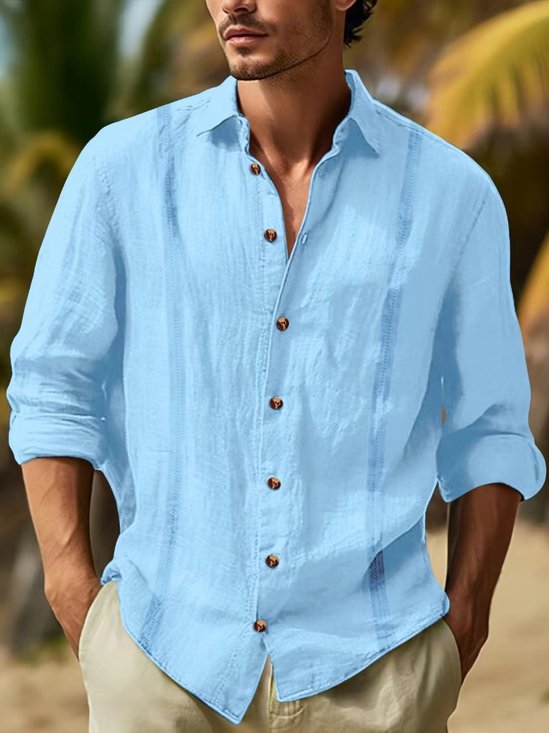 Royaura® Basic Men's Solid Buttoned Long Sleeve Shirt Big & Tall