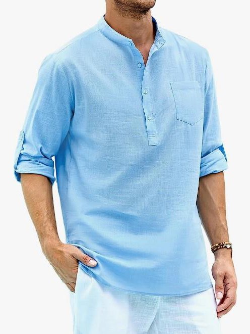Royaura® Basic Men's Solid Buttoned Long Sleeve Shirt Big & Tall