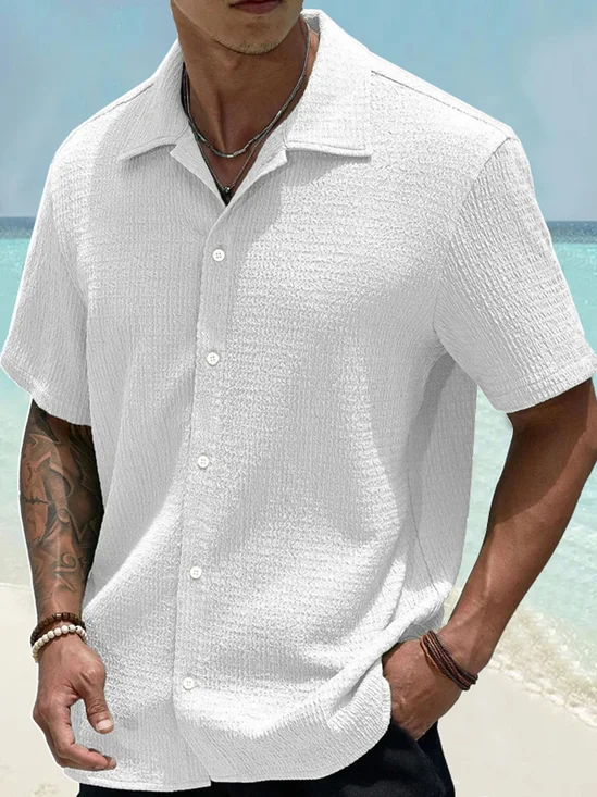 Royaura® Basic Casual Seersucker Men's Button Pocket Short Sleeve Shirt Big & Tall