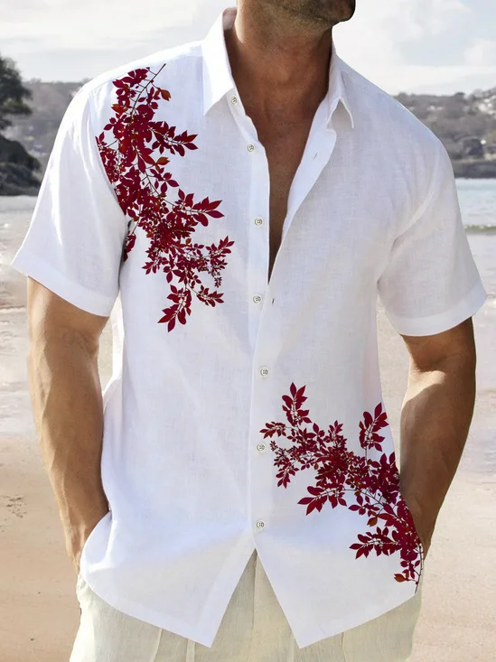 Royaura® Basic Floral Print Shirt Plus Size Men's Shirt Big Tall