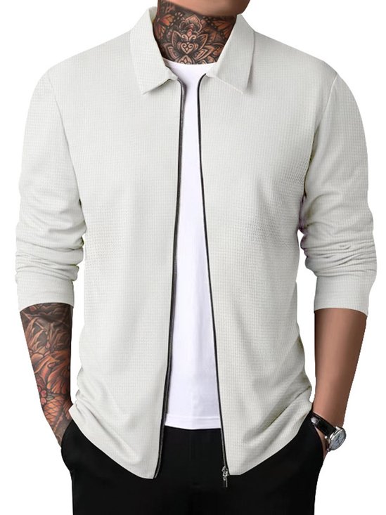 Royaura® Men's Lapel Zipper Long Sleeve Jacket POLO Shirt Big & Tall