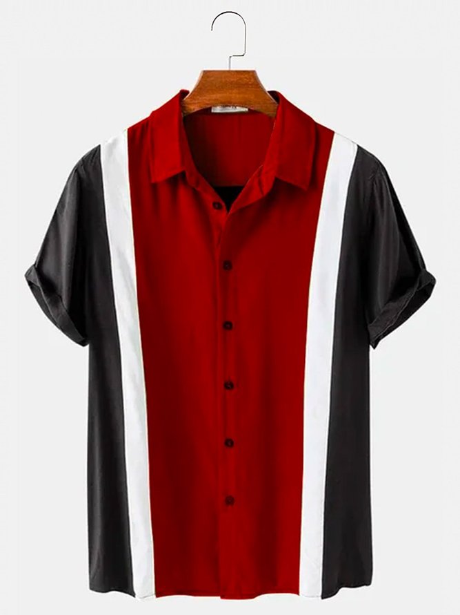 Men's Vintage Patchwork Colorblock Casual Shirt & Tops | royaura