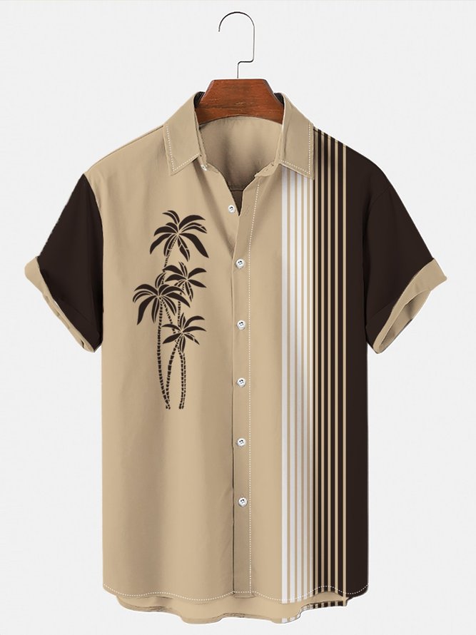 Royaura Men's Vintage Casual Breathable Shirts Plus Size Palm Tree ...