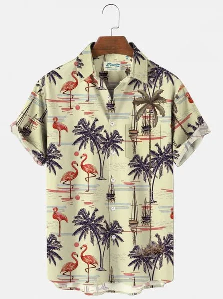 Men Women Vintage Hawaiian Shirt Palm Tree Men's Cotton Plus Size ...