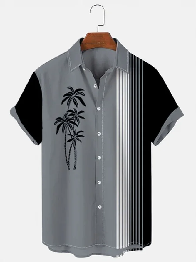 Royaura Men's Vintage Casual Breathable Shirts Plus Size Palm Tree ...