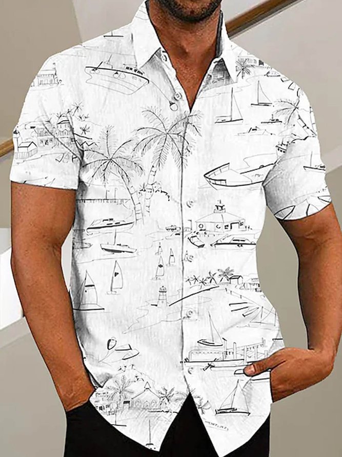Men's Hawaii Holiday Series Coconut Tree Palm Tree Short Sleeve Shirts ...