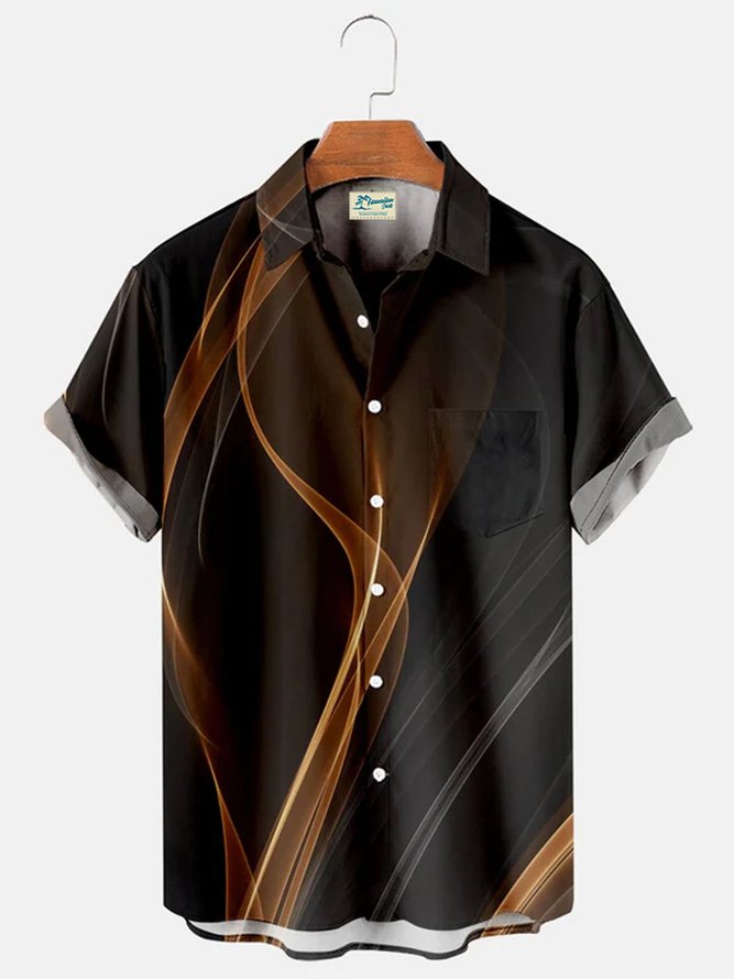 Royaura Men's Vintage Gradient Striped Short Sleeve Shirts Tuckless Big ...