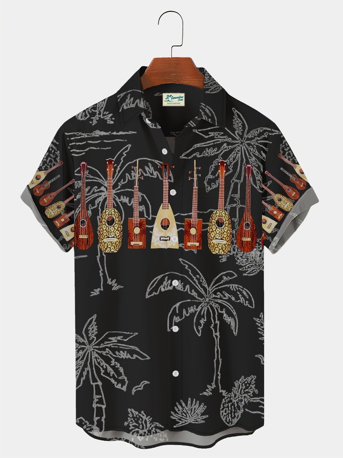 Royaura Vintage Guitar Coconut Tree Hawaiian Shirt Plus Size Vacation ...