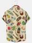 Holiday Style Hawaiian Series Plant Leaves And Floral Elements Lapel Short-Sleeved Shirt Print Top