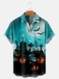 Men's Halloween Jack-O-Lantern Print Short Sleeve Shirt