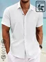 Royaura® Father's Day Multi-color Basic Natural Fiber Plain Men's Button Down Short Sleeve Shirt