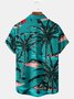 Royaura Beach Vacation Green Men's Hawaiian Shirts Coconut Tree Art Plus Size Aloha Camp Pocket Shirts