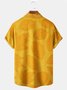 Royaura Thanksgiving Turkey Yellow Men's Casual Holiday Shirts Cartoon Maple Leaf Stretch Oversized Aloha Camp Pocket Shirts