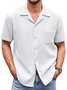 Royaura Basic Waffle Knit Men's Button Pocket Shirt