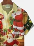 Royaura Christmas Santa Print Men's Button Pocket Short Sleeve Shirt