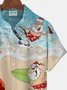 Royaura Christmas Santa Surf Print Men's Button Pocket Short Sleeve Shirt