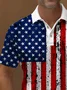 Royaura® Holiday American Flag Printed Polo Shirt Stretch Comfort Camping Pullover Polo Shirt Big Tall