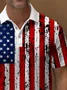 Royaura® Holiday American Flag Printed Polo Shirt Stretch Comfort Camping Pullover Polo Shirt Big Tall