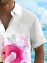 Royaura® Hawaii Flamingo Printed Men's Button Pocket Short Sleeve Shirt