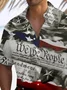 Royaura®  Men's Independence Day Hawaiian Shirt American Flag We The People Stretch Camp Pocket Shirt Big Tall