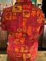 Royaura® Vintage Tiki Sculptor Men's Hawaiian Shirt Posinisian Geometric Stretch Quick Dry Pocket Camp Shirt Big Tall