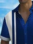 Royaura® Vintage Bowling Blue Gradient Texture Print Chest Pocket Shirt Plus Size Men's Shirt Big Tall