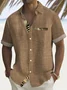 Royaura®  Vintage Textured Botanical Hawaiian 3D Print Men's Button Pocket Short Sleeve Shirt