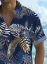 Royaura®  Hawaiian Plant Golden Leaves 3D Print Men's Button Pocket Short Sleeve Shirt
