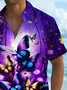 Royaura® Hawaiian Butterfly Gradient 3D Print Men's Button Pocket Short Sleeve Shirt