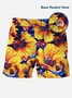 Royaura® Hawaiian Floral Print Men's Beach Shorts