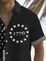 Royaura® Vintage Flag Independence Day Print Men's Button Pocket Short Sleeve Shirt