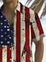 Royaura® Vintage Flag Independence Day Print Men's Button Pocket Short Sleeve Shirt