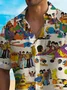 Royaura® 50's Retro Cartoon Men's Music Shirt Stretch Quick Dry Camp Pocket Band Shirt Big Tall