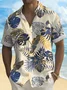 Royaura®  Hawaiian Plant Golden Leaves 3D Print Men's Button Pocket Short Sleeve Shirt