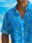 Royaura®  Abstract Water Wave Men's Hawaiian Shirt Stretch Quick-Dry Camping Pocket Shirt Big Tall