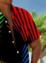 Royaura® Retro Geometric Colorful Stripes Creative Art Abstract 3D Print Men's Button Pocket Short Sleeve Shirt