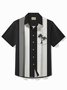 Royaura®  Vintage Coconut Bowling Print Men's Button Pocket Short Sleeve Shirt