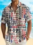 Royaura® Independence Day American Flag Men's Hawaiian Shirt Wrinkle Free Seersucker Quick Dry Stretch Camp Pocket Shirt Big Tall