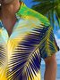 Royaura®  Hawaiian Plant Leaves 3D Print Men's Button Pocket Short Sleeve Shirt