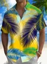 Royaura®  Hawaiian Plant Leaves 3D Print Men's Button Pocket Short Sleeve Shirt